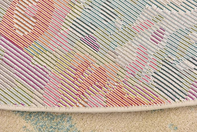 Unique Loom Chromatic Collection Area Rug - Joyous (8' Round Multi/Blue)