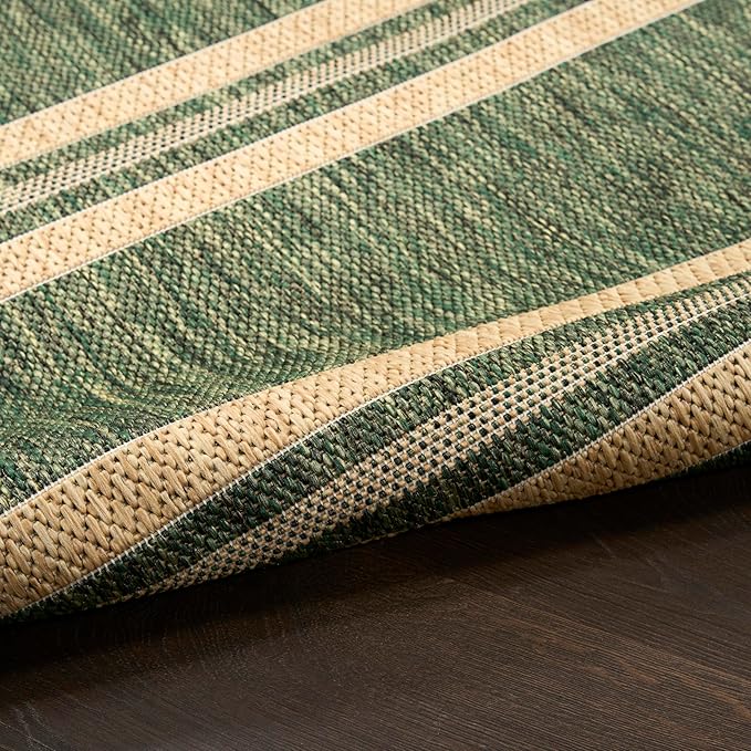 Nourison Home Horizon Indoor/Outdoor Green 2'2" x 8' Area Rug - Easy Clean, Non Shedding, Bed Room, Living Room, Dining Room, Kitchen (8' Runner)