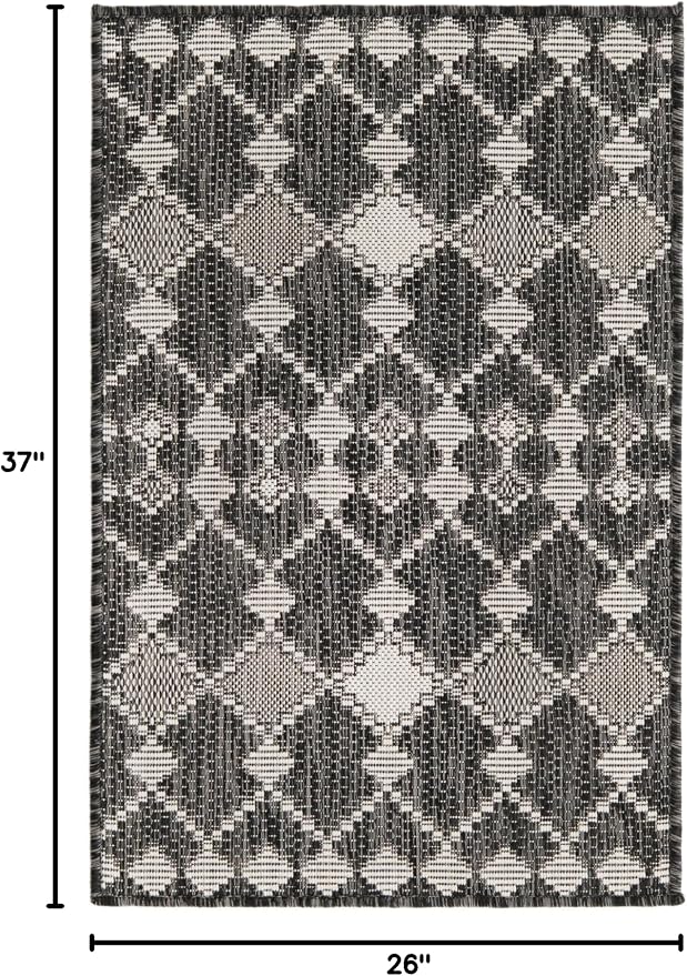 Unique Loom Outdoor Trellis Collection Area Rug - Traliccio (2' 2" x 3' 1" Rectangle, Charcoal/ Ivory)