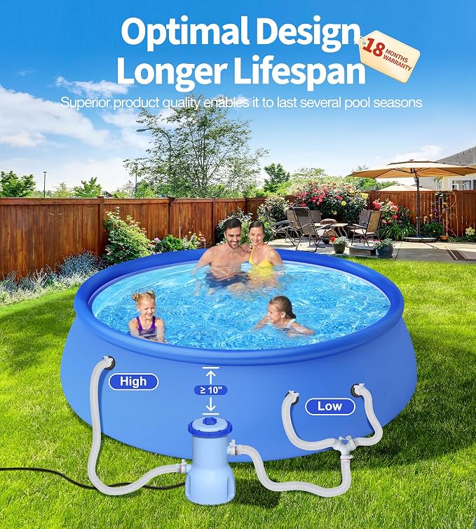LuxBlue 530 GPH Small Pool Filter Pump for Above Ground Pools | ETL Certified Cartridge Filter Pump, Pro Water Circulation System- Quickly Remove Debris, Enhance Crystal-clear Pool Water