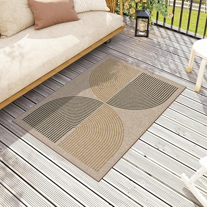 Lahome Enfys Rainbow Front Door Mat, 32"x48" Washable Non Slip Entry Way Rugs Indoor, Farmhouse Neutral Non Slip Non Shedding Lightweight Floor Carpet for Kitchen Bedroom Porch