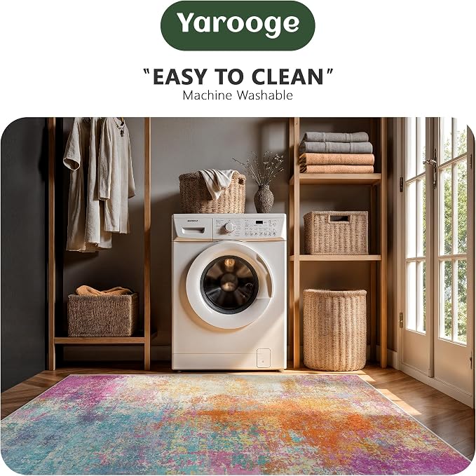 5x7 Area Rugs, Abstract Modern Ultra Soft Washable Rug, Non Slip Carpet with Rubber Back Stain Resistance Rugs for Living Room, Bedroom, Dining Room Decor(Starlight)