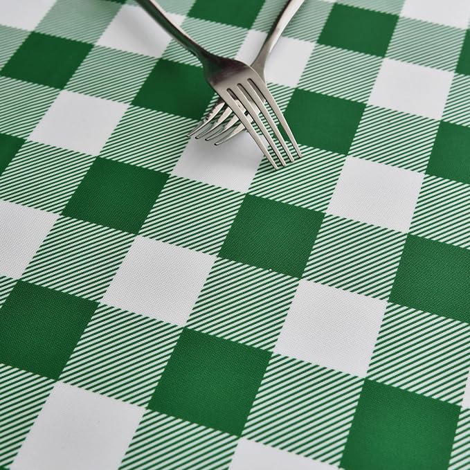 Waterproof Plaid Tablecloth Fabric - Square 25x25 Inch Classic Gingham Checker Buffalo Table Cover for BBQs, Parties