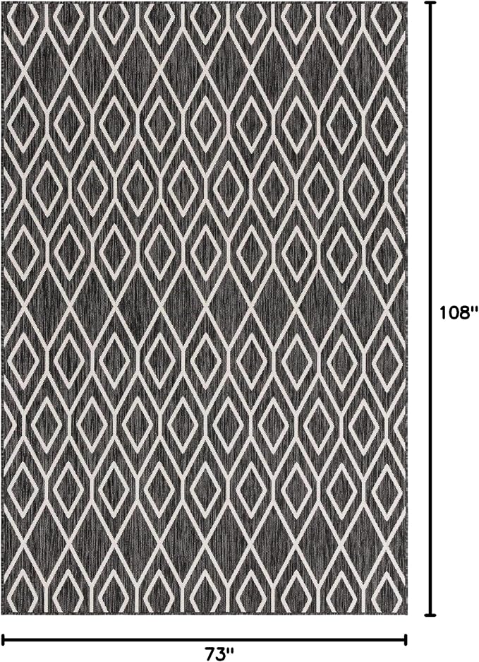 Jill Zarin Outdoor Collection Area Rug - Turks and Caicos (6' x 9' Rectangle Charcoal Gray/Ivory)