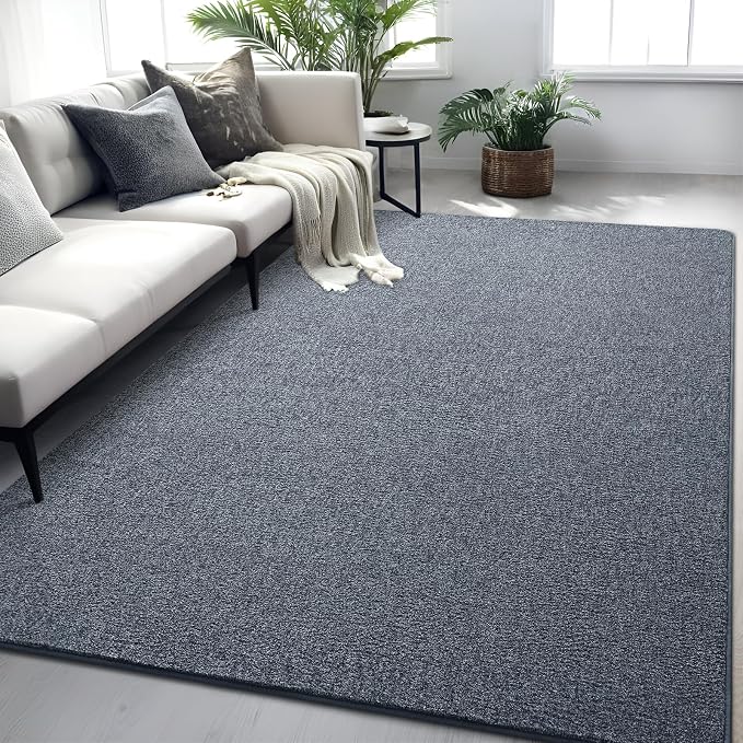 4x6 Blue Area Rug | Washable Memory Foam, Low Pile Non Slip Indoor Carpet for Living Room Bedroom Office Classroom College Dorm Room Home Decor
