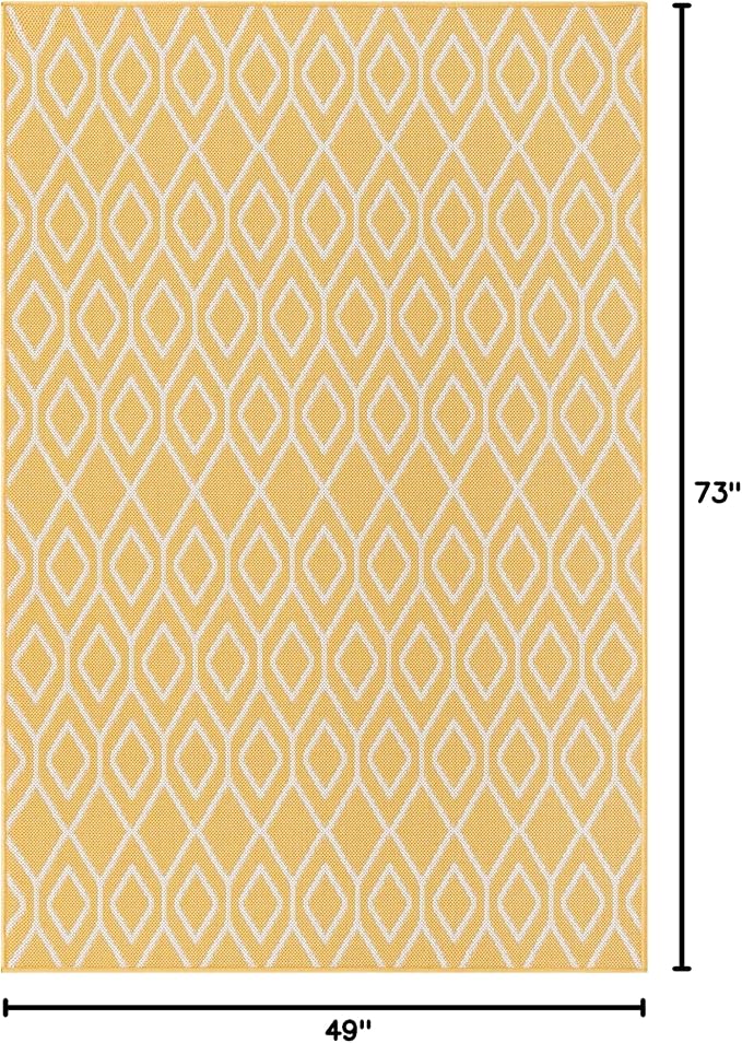 Jill Zarin Outdoor Collection Area Rug - Turks and Caicos (4' x 6' Rectangle Yellow Ivory/Ivory)