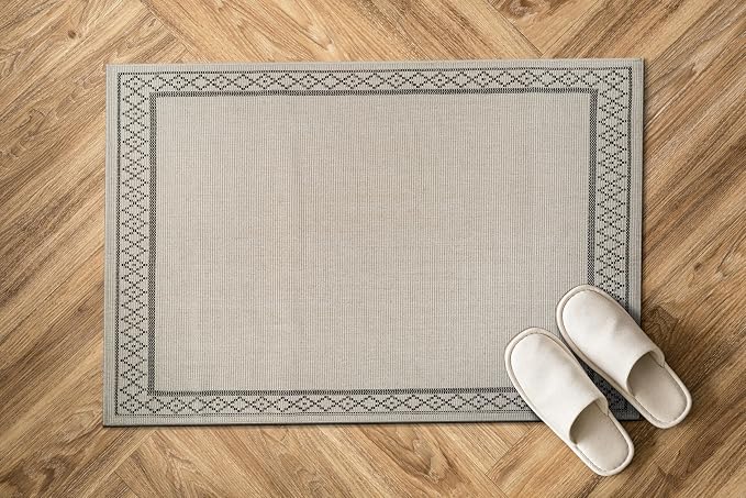 Luul Home Easy Jute Rugs 2x3 Frame Bone Color Living Room Indoor Outdoor Door Mat for Patio and Kitchen Rug High Traffic Washable Easy to Clean Solid Boho Woven Design Carpet (2 x 3)