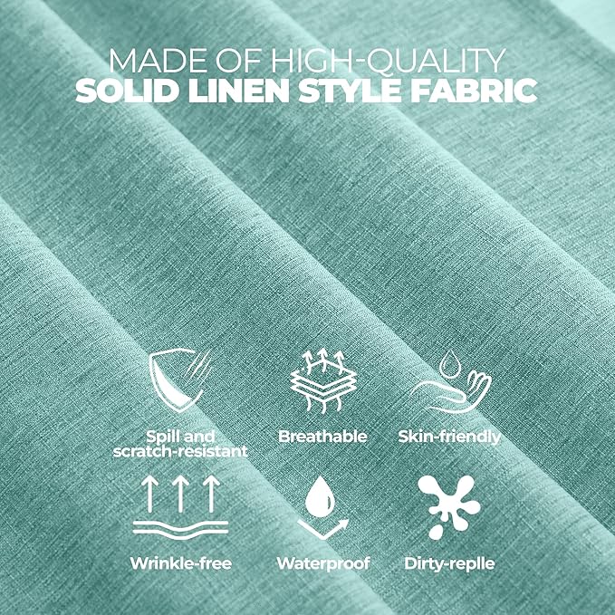 Decorelia Waterproof Round Linen Texture Tablecloth 60 inch, Decorative Farmhouse Tablecloths Anti-Scratch Table Cover for Holiday, Banquet, Dining& Kitchen Table (60 Inch, Round (2-4 Seats), Aqua)