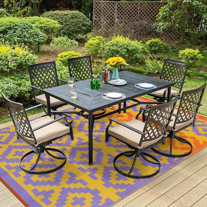 Anidaroel Camping Rug for Outside RV, 8x10 Waterproof Outdoor Rug for Patio Clearance, Reversible Plastic Straw Outside Area Rug for Deck, Camper, Backyard, Picnic(Purple&Orange,8‘x10')