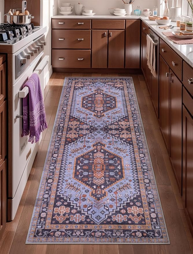 Ciicool Washable Non Slip Runner Rug,2x6ft Vintage Hallway Kitchen Rugs | Soft Oriental Indoor Mat Thin Boho Entry Carpet for Entrance Bedroom Bedside Living Room Laundry Bathroom Decor