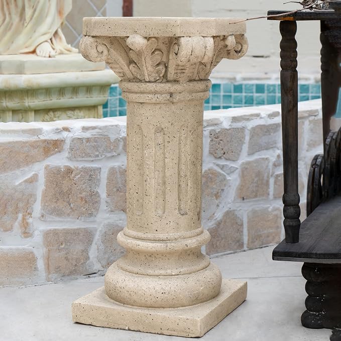 Christopher Knight Home Jorine 26.25"H Plant Stand, Lightweight Concrete Plant Stand, Pedestal Column Side Table, Indoor Outdoor Plants Standing for Entryway Garden Yard Home, No Assemly Needed, Sand