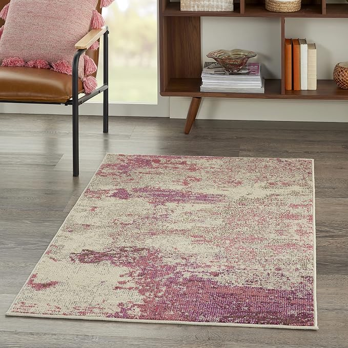 Nourison Celestial Modern Abstract Ivory/Pink 3' x 5' Area Rug, Easy Cleaning, Non Shedding, Bed Room, Living Room, Dining Room, Kitchen (3x5)