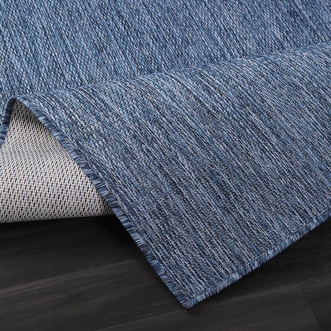 Washable Indoor Outdoor Rug 8x10 Weather Resistant Area Rugs Modern Solid for Porch Deck Balcony Backyard Patio Outside Carpet (8 X 10 Azure Blue)