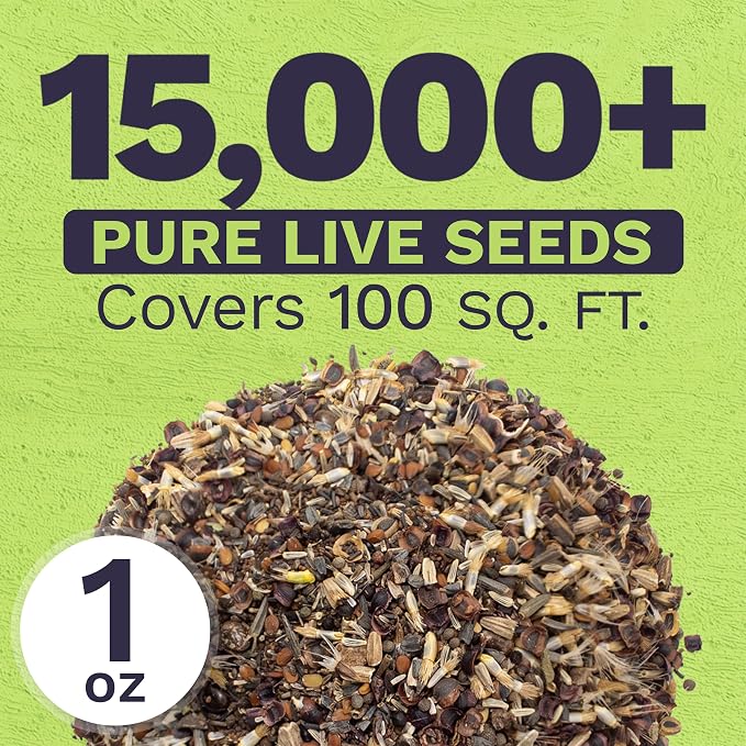 Deer Resistant Wildflower Seed Mixture - Bulk 1 Ounce Packet - Over 15,000 Deer Tolerant Seeds - Open Pollinated and Non GMO