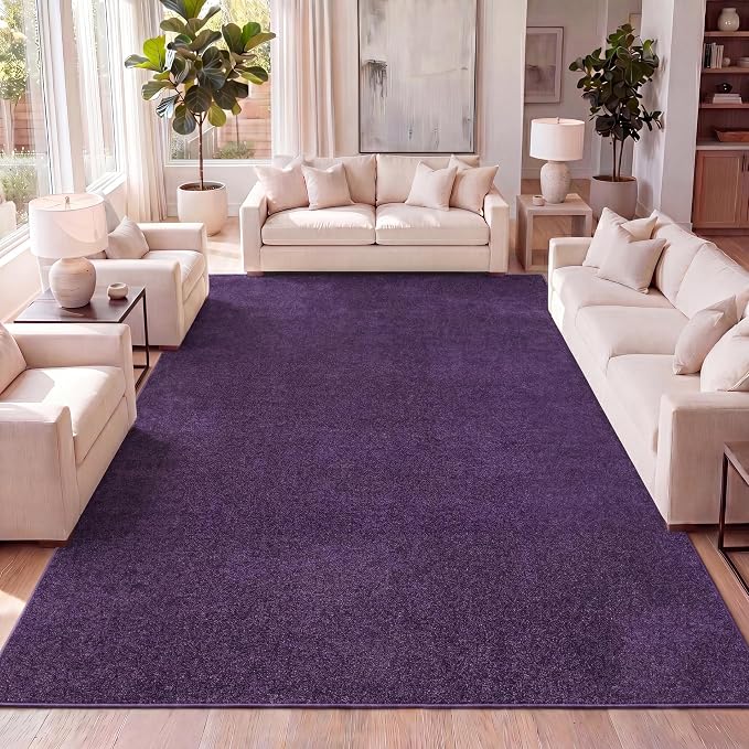 JONATHAN Y Haze Solid Low-Pile Purple Indoor Area Rug 10x14, Coastal,Bohemian,Minimalist,Classic, Easy-Cleaning for Living Room,Bedroom,Kitchen,Pet Friendly,Non-Shedding (SEU100N-14)