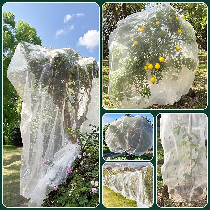 KEOHOLI 12x12 FT Large Fruit Tree Netting Bags with Zipper and Drawstring, Insect Bird Barrier Netting Plant Covers for Fruit Vegetable Trees, Bushes,Flower in Garden (12 * 12ft, 1Pack)
