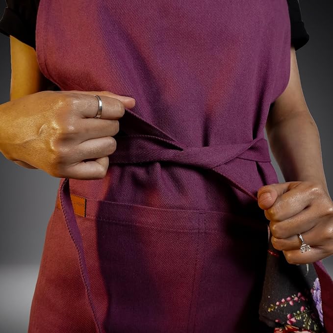 100% Cotton Kitchen Apron with 2 Pockets – Adjustable Chef Apron for Cooking Baking BBQ – Unisex Apron