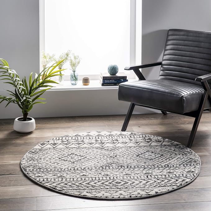 nuLOOM Transitional Tribal Becky Accent Rug, 4' Round, Dark Grey