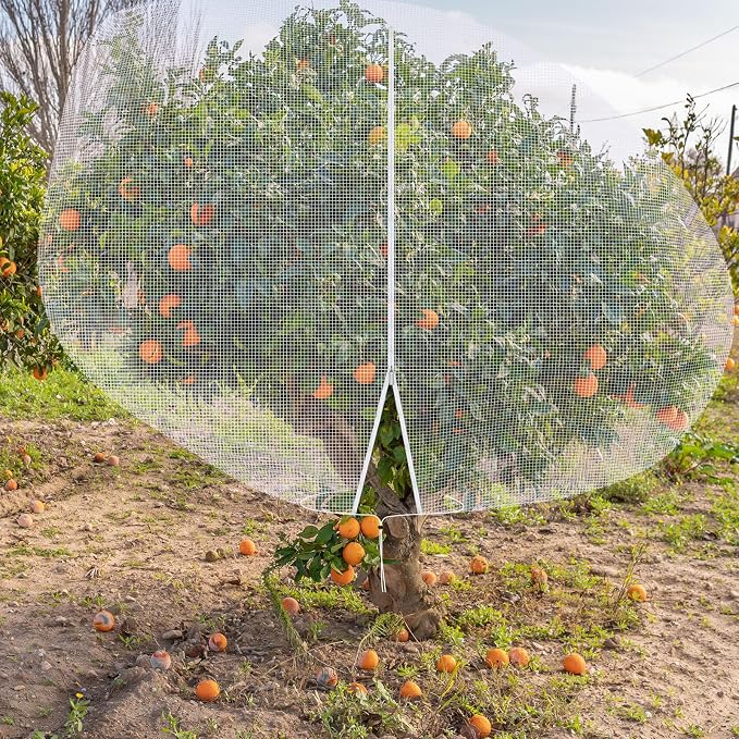 12 x 12 ft Large Fruit Tree Netting for Protecting Fruit from Squirrels Birds Bug Deer & Rat Garden Mesh Netting with Zipper and Drawstring Tree Covers for Blueberry Peach Apple Garden Bushes