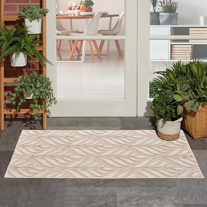 Nourison Home Aloha Ivory Grey 2'8" x 4' Area Rug - Easy Clean, Non Shedding, Bed Room, Living Room, Dining Room, Kitchen (3' x 4')