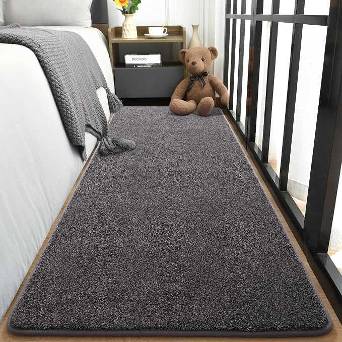 Keeko 2x6 Area Rugs for Living Room,Soft Washable Memory Foam Bedroom Rug | Indoor Throw Rug Low Pile Minimalist Non Slip Carpet for Kids Nursery Classroom Dorm Room Home Decor Dark Grey and White