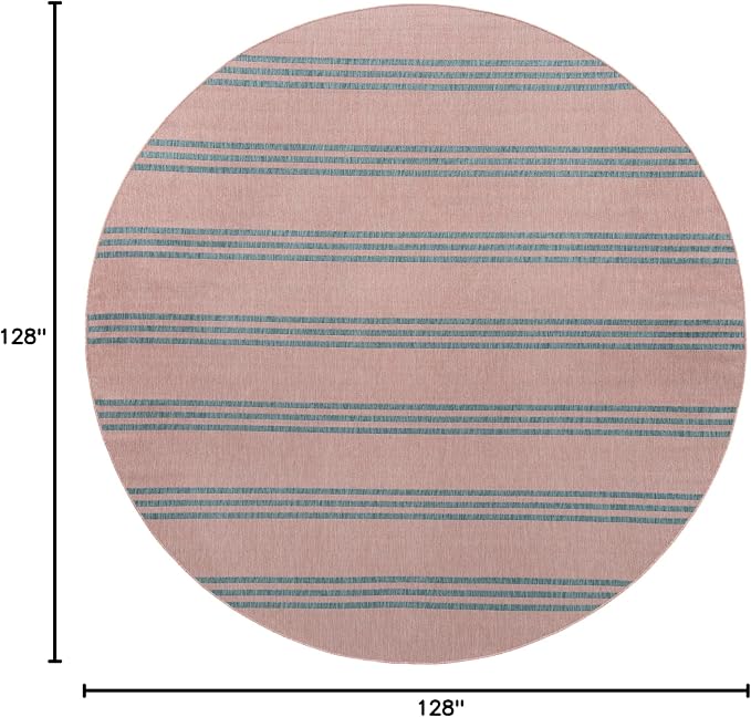 Jill Zarin Jill Zarin Outdoor Collection Area Rug - Anguilla (10' 8" Round, Pink and Aqua/ Blue)