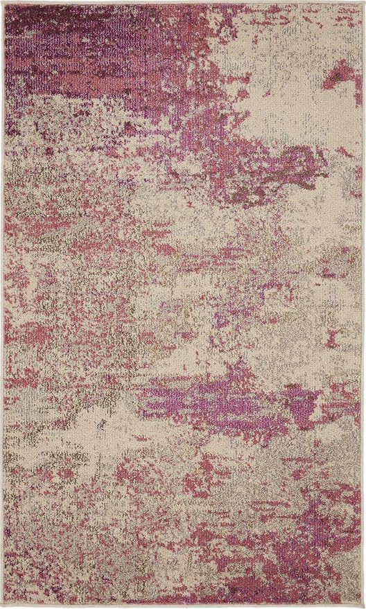 Nourison Celestial Modern Abstract Ivory/Pink 3' x 5' Area Rug, Easy Cleaning, Non Shedding, Bed Room, Living Room, Dining Room, Kitchen (3x5)