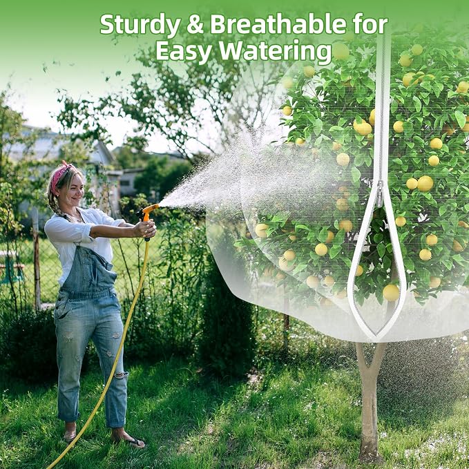 12'*12' Large Fruit Tree Netting for Squirrels and Birds with Drawstring, Insect Bird Netting Pest Barrier for Garden Protection (White, 2pc)