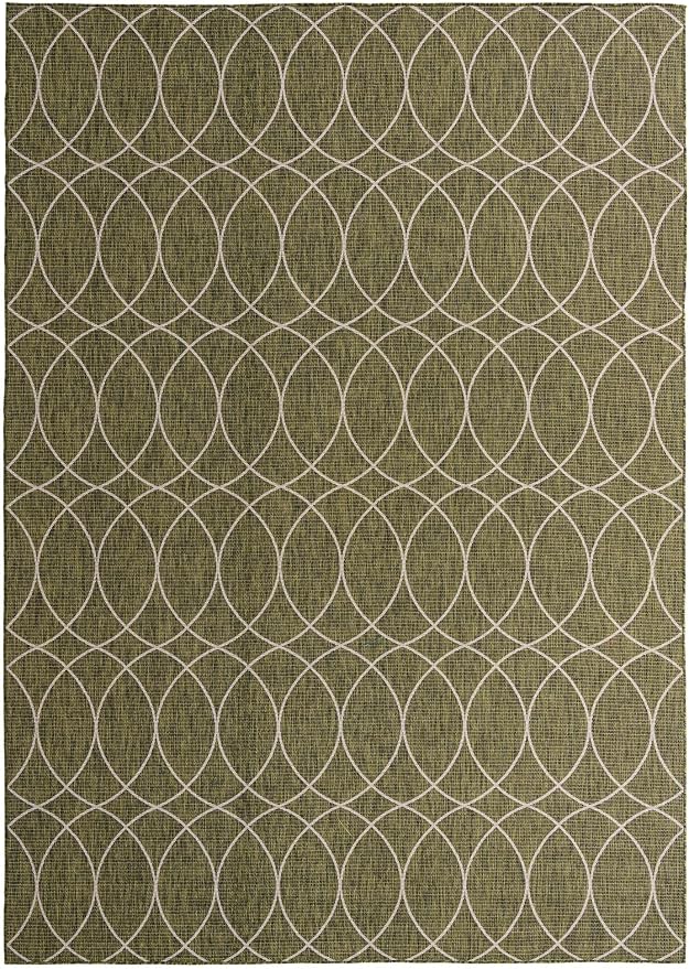 Unique Loom Outdoor Trellis Collection Area Rug - Gitter (10' x 14' 1" Rectangle, Green/ Ivory)