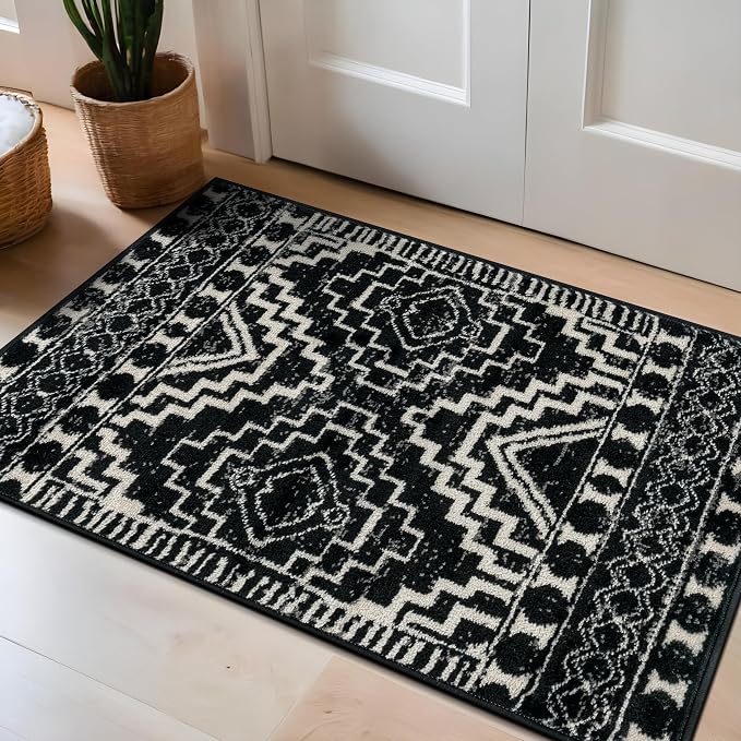 Rugshop Southwestern Geometric Tribal Boho Diamond Area Rug Black 2' x 3' | Rectangular, Size 2' x 3', Living Room, Bedroom, Dining Room, Home Office, Kitchen, Entryway, Hallway, Nursery, Kids Room