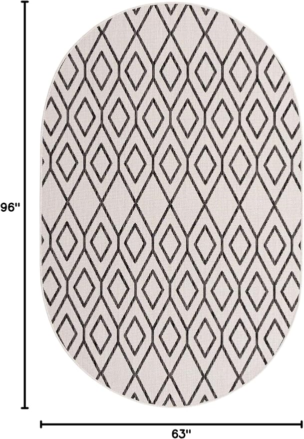 Jill Zarin Outdoor Collection Area Rug - Turks and Caicos (5' 3" x 8' Oval Ivory/Black)
