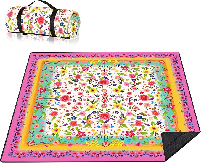 Picnic Blankets Beach Blanket 80" X 80" Extra Large Waterproof Camping Blankets Portable Outdoor Mat 3-Layer Blanket for Beach, Hiking, Park, Music Festival, Grass Lawn,Travel