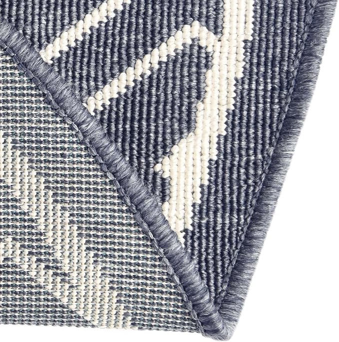 Unique Loom Outdoor Trellis Collection Area Rug - Kafes (7' 1" Round, Navy Blue/ Ivory)