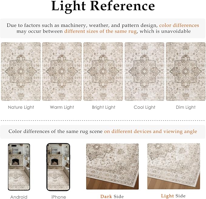 Taupe 3x4 Washable Area Rug Entryway Vintage Oriental Carpet | Soft Low Pile, Non Slip, Stain Resistant, Floral Medallion, Retro Indoor Decor for Bedroom, Dining Room, Kids Room, Office