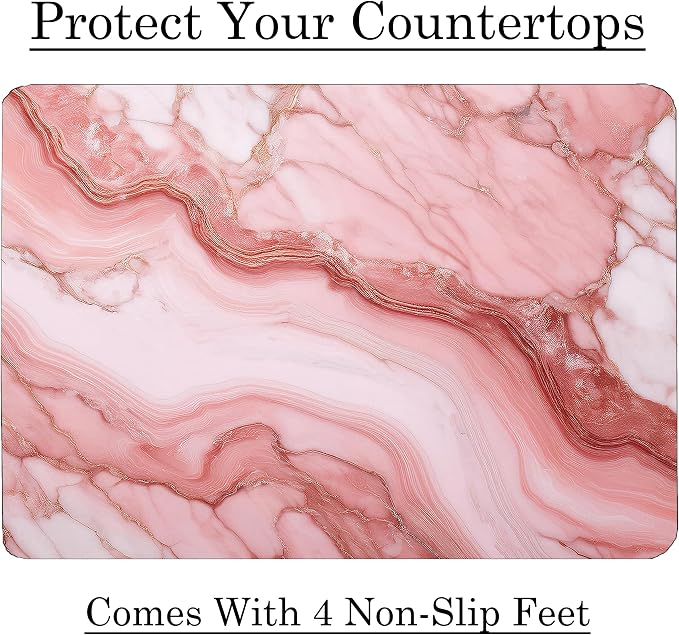 Pink White Marble Kitchen Glass Cutting Board Ocean Decorative Gift Marbled Granite Stone Rock Gift For Her Mom Wife (Pink 4)