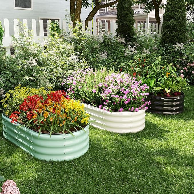 ZFHgarden Galvanized Metal Planter Raised Garden Bed Kit for Gardening Outdoor，4x2x1ft Planter Grow Garden Box Raised Flower Bed，Long Vegetable Clearance Herb Raised Garden Beds for Gardening Black