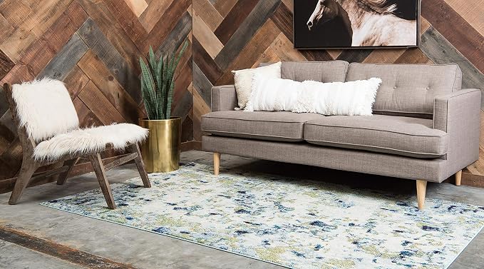 Unique Loom Chromatic Collection Area Rug - Champagne (4' 1" x 6' 1" Rectangle, Light Blue/ Blue)