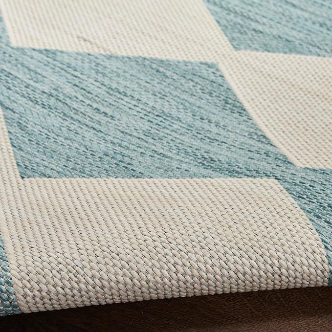 Nourison Home Positano Aqua 5' x 7' Area Rug - Easy Clean, Non Shedding, Bed Room, Living Room, Dining Room, Kitchen (5' x 7')