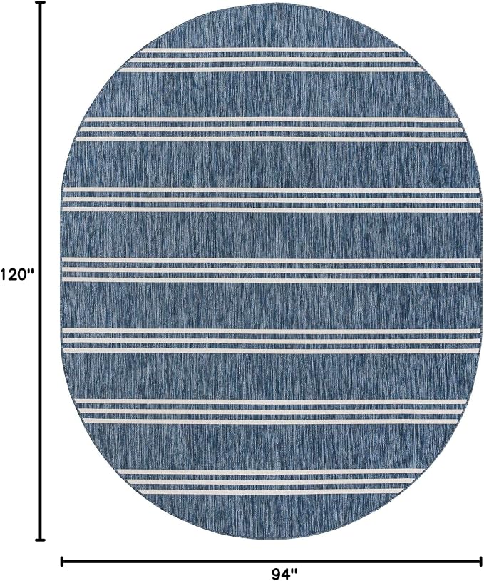 Unique Loom Jill Zarin Outdoor Collection Area Rug - Anguilla (7' 10'' x 10' Oval, Blue/ Ivory)