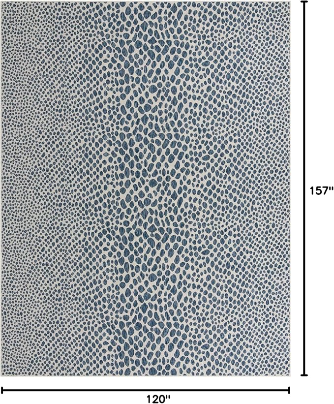 Unique Loom Jill Zarin Outdoor Collection Area Rug - Cape Town (10' x 13' 1'' Rectangle, Blue/ Olive)