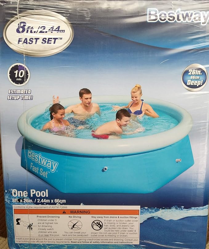 Bestway 8' ft. / 2.44m Easy Setup Round Pool - 26 in Deep - NO Pump