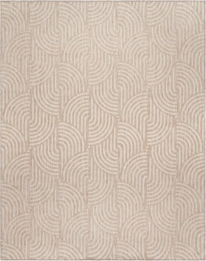 Gertmenian Indoor Outdoor Modern Area Rug - 9x13 Extra Large, Fade Resistant, Ideal for High Traffic in Living Room, Bedroom, Patio - Geometric, Orange, 25540