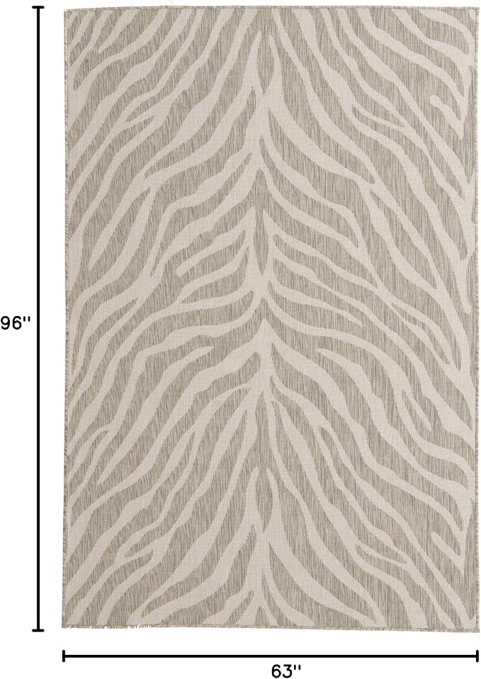 Unique Loom Outdoor Safari Collection Area Rug - Tsavo (5' 3" x 8' Rectangle, Gray/ Ivory)