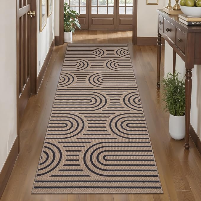 Tangsoo Easy Jute Rug 2x6 Washable Kitchen Runner for Hallways,Non-Slip Thin Farmhouse Rainbow Floor Carpet Modern Indoor Outdoor Runner Door Mat for Porch Laundry Bedroom Entryway