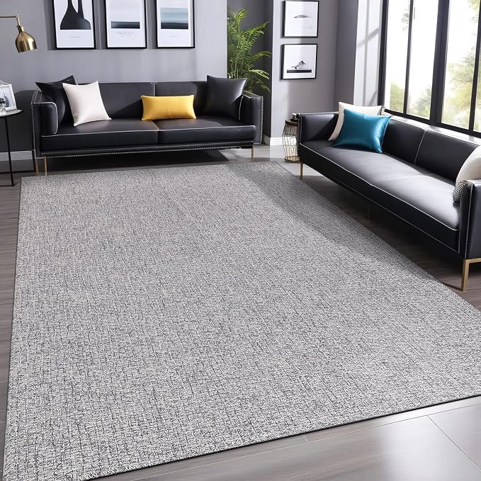 Luul Home Easy Jute Rugs 6x9 Gray Color Living Room Indoor Outdoor Area Rug for Farmhouse Patio and Kitchen Rug High Traffic Washable Easy to Clean Solid Boho Woven Design Outside Carpet (6 x 9)