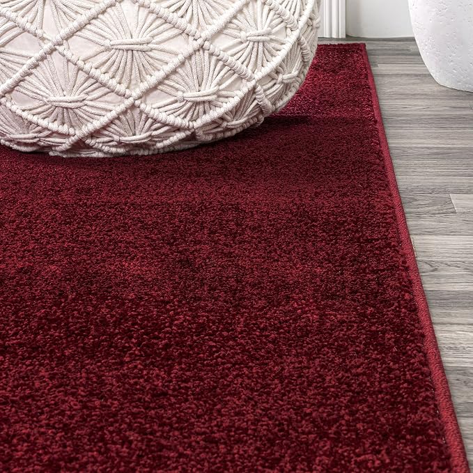 JONATHAN Y Haze Solid Low-Pile Dark Red 4x6 Oval Indoor Area Rug, Coastal,Bohemian,Minimalist,Classic, Easy-Cleaning for Living Room,Bedroom,Kitchen,Pet Friendly,Non-Shedding (SEU100Q-4OV)