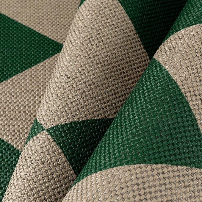 PureCozy 6x9 Checkered Easy Jute Area Rug for Living Room Large Checkerboard Washable Indoor Outdoor Carpet Farmhouse Patio Office Mat Geometric Non Slip Green Carpet for Backyard Dining Room