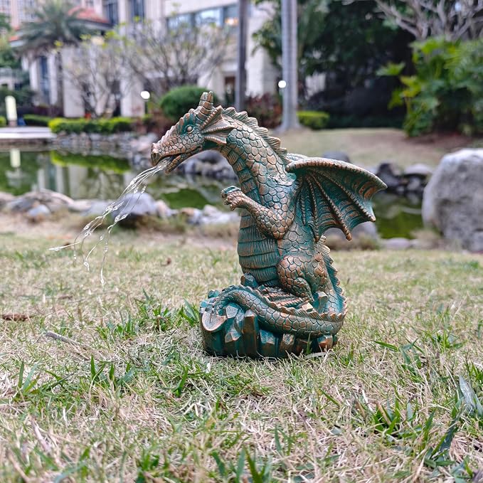 JOYBEE Dragon Solar Garden Statues Outdoor Decoration with LED Light Strings,Dragon Figurine Solar Lights Lawn Décor,Outside Statue Ornament for Patio, Balcony, Yard,Unique Gifts for Mom Grandma