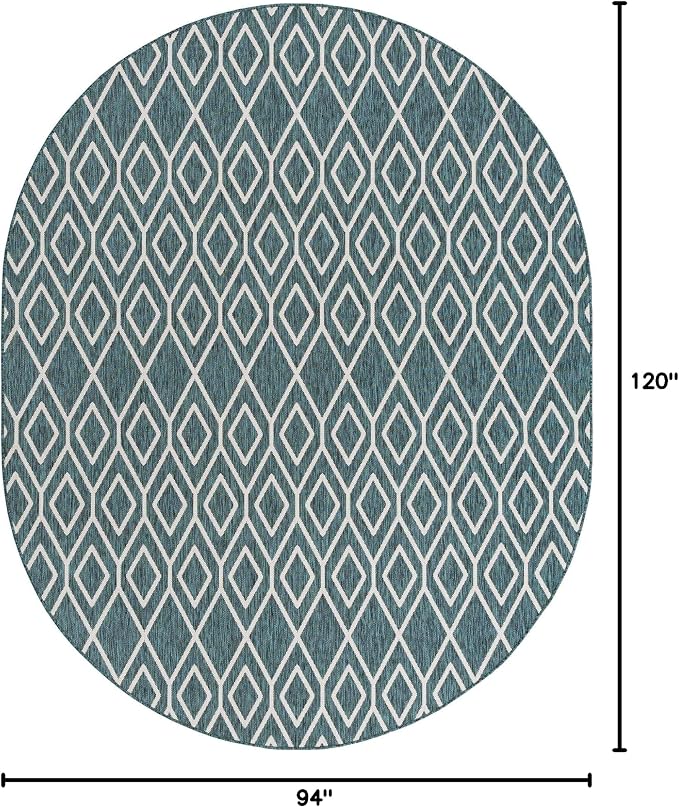 Jill Zarin Outdoor Collection Area Rug - Turks and Caicos (7' 10" x 10' Oval Teal/Ivory)