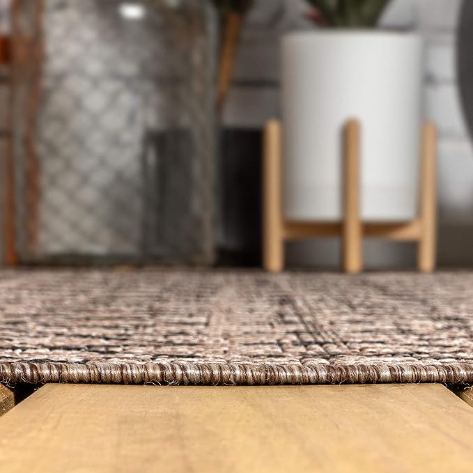 JONATHAN Y Moroccan Geometric Indoor Outdoor Round Area Rug 6 Ft Natural/Black, Ourika Textured Weave for Backyard, Patio, Porch, Easy-Cleaning, High Traffic Pet-Friendly, Non-Shedding SMB108D-6R